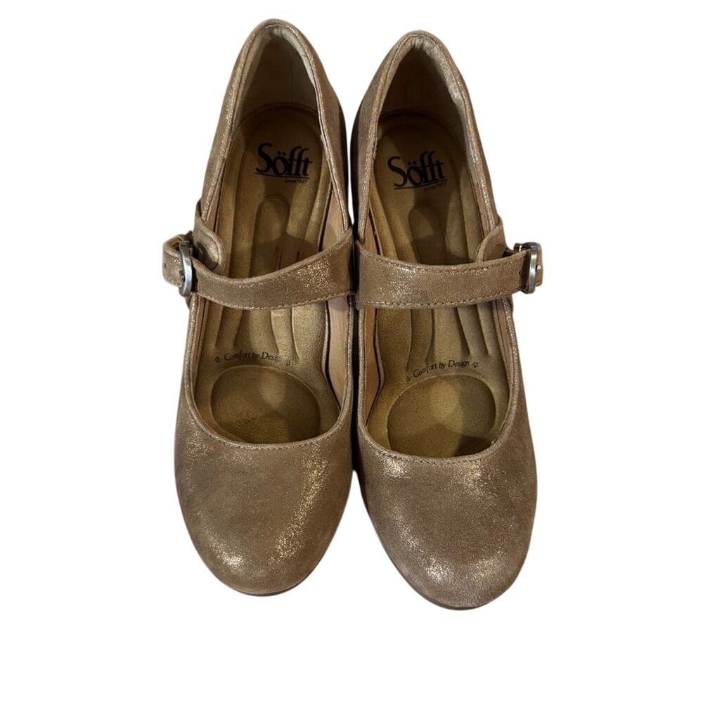 Söfft Miranda Mary Jane Heels Metallic Bronze Leather Pumps Women Size 8 Comfort